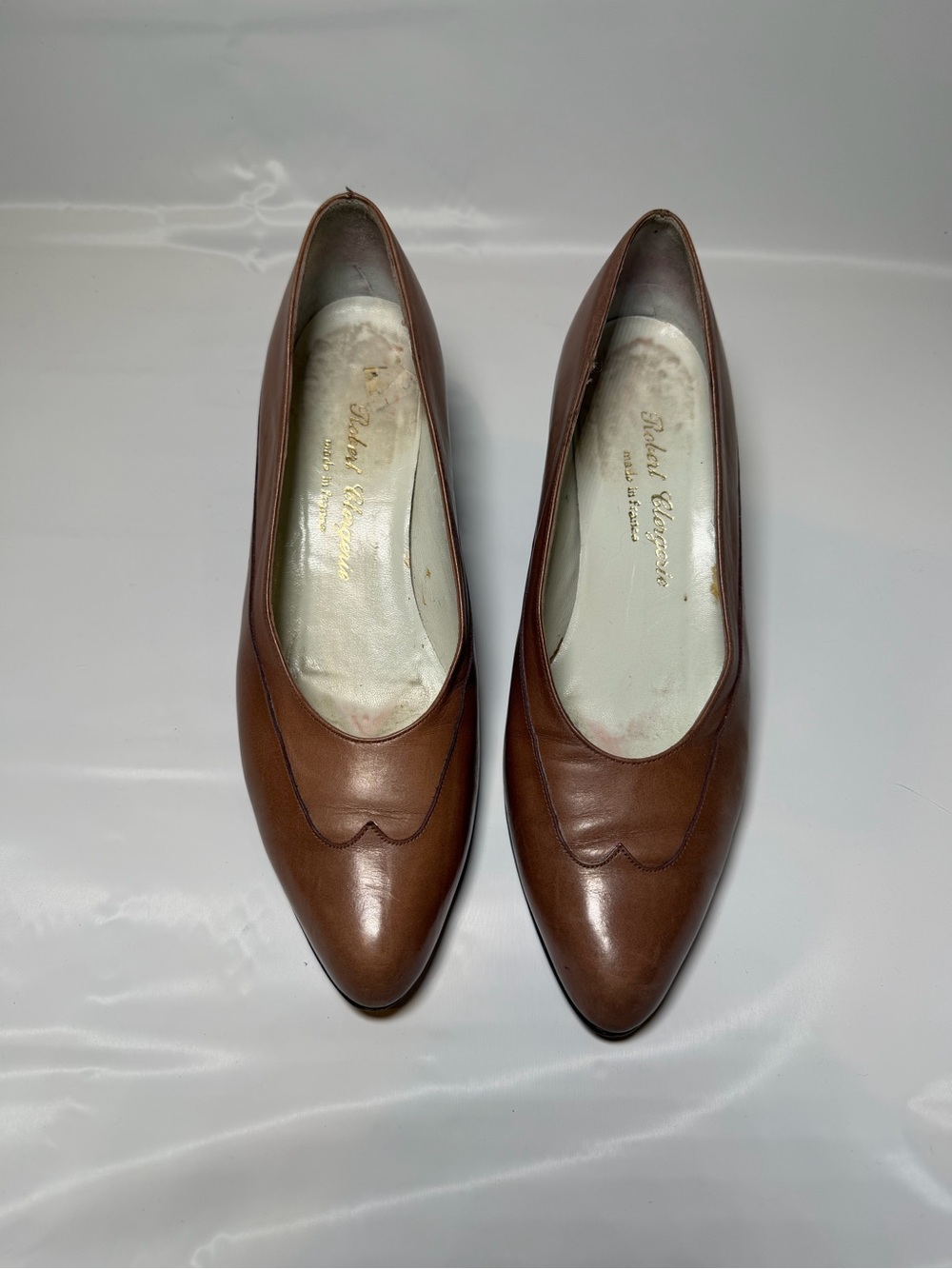 Vintage Robert Clergerie Classic Women's Beige-Brown Leather Pumps France 5.5